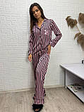Стильний жіночий костюм сорочка штани шовк у полоску, фото 5