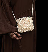 Елегантна перлинна сумка з намистин із ручкою "Sherli Bag" плетена сумочка з перлин