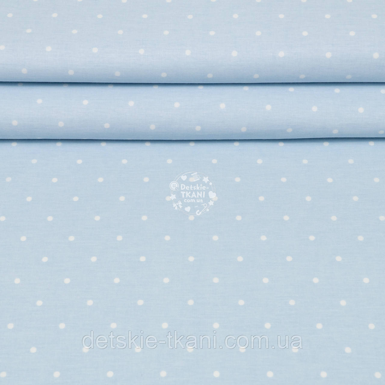 Ранфорс шириною 240 см "Рідкий горошок 5 мм на блакитному тлі", №5443, фото 1