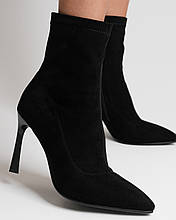 Ботильйони на шпильці Aiformaria 86709 чорний замша велюр