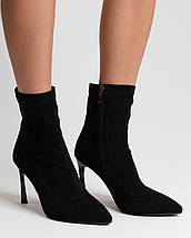 Ботильйони на шпильці Aiformaria 86709 чорний замша велюр, фото 2