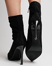 Ботильйони на шпильці Aiformaria 86709 чорний замша велюр, фото 5