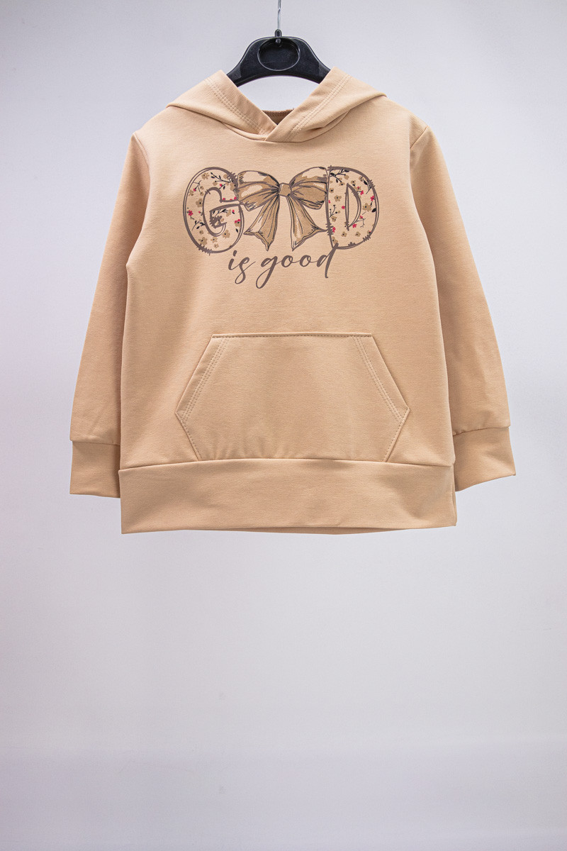 Худі дитячий для дівчинки з принтом Бантик двунитка, фото 1