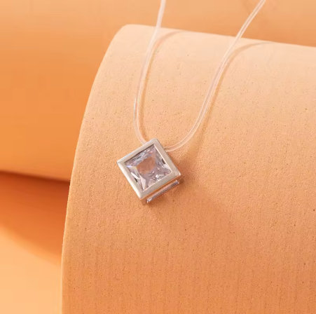 Підвіска куб кристал у кубі цирконій на силіконовій волосіні кулон квадрат, фото 1