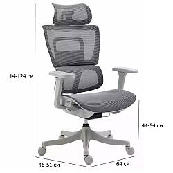 Ергономічне крісло з підплічниками Winner сіра сітка із синхромеханізмом та регулюваннями