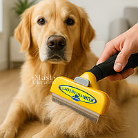 Фурмінатор для собак з лезом 10 см Furminator для довгошерстих великих порід, з кнопкою очищення Жовтий, FDL-10-Yellow