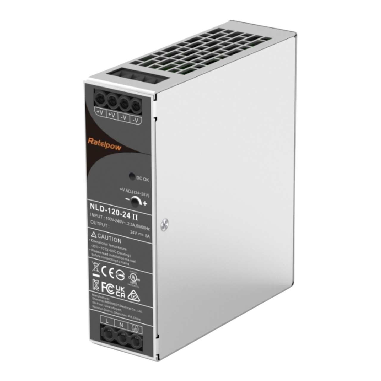 Блок живлення на DIN-рейку, 120 Вт, 24В постійного струму DC, серія NLD
