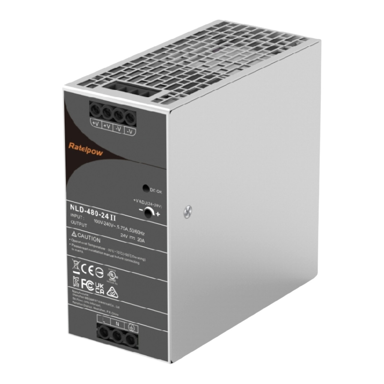 Блок живлення на DIN-рейку, 480 Вт, 24В постійного струму DC, серія NLD