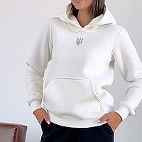 Теплое женское худи на флисе патриотическое белое толстовки герб, осенние женские худи с капюшоном на зиму