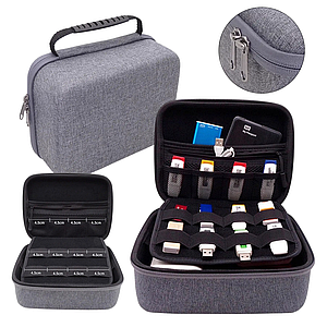 Органайзер для електроніки, кабелів та аксесуарів 22*19*9 см сірий / Сумка-кейс для проводів та навушників