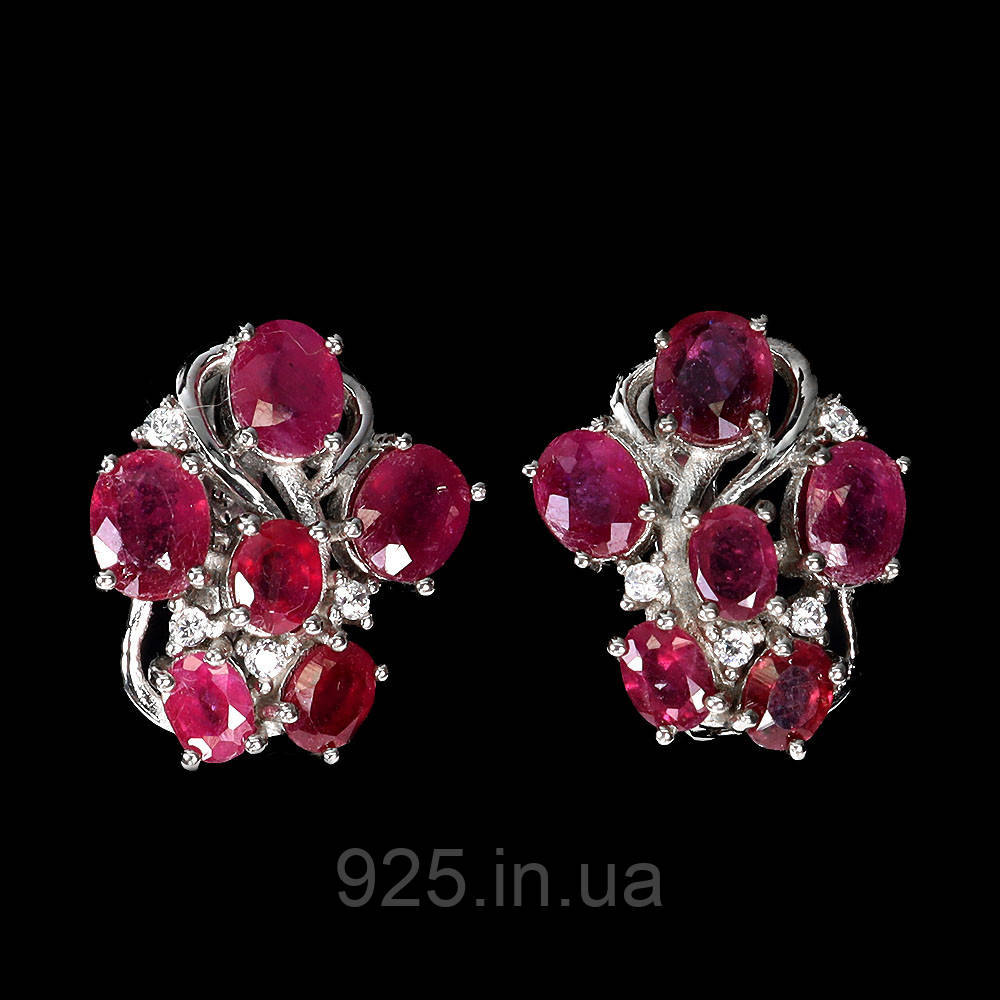 Сережки. Натуральний рубін. Срібло 925., фото 1