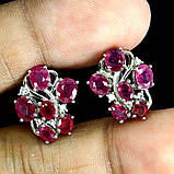 Сережки. Натуральний рубін. Срібло 925., фото 3