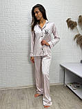 Жіноча піжама рубашка штани у полоску, фото 3