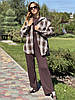 Жіноча сорочка в клітинку зі зйомними рукавами Шоколад, фото 7