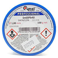 Припій Cynel з флюсом 100гр 1мм Sn60Pb40