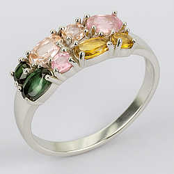 Турмалін різнокольоровий срібна каблучка, 0586ЛТ