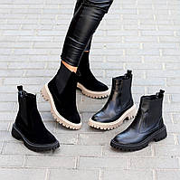 Кожаные ботинки женские, женские челси чорні , женские ботинки демисезонные, натуральные женские ботинки