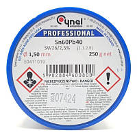Припій Cynel з флюсом 250гр 1,5 мм Sn60Pb40