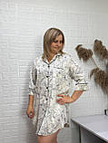 Принтована жіноча нічна сорочка на гудзиках батальних розмірів, фото 2