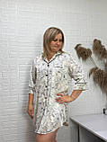 Принтована жіноча нічна сорочка на гудзиках батальних розмірів, фото 3