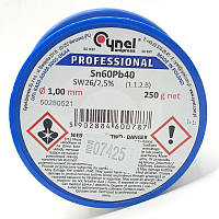 Припій Cynel з флюсом 250гр 1мм Sn60Pb40