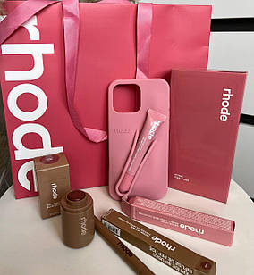 Набір RHODE Ribbon рожевий у подарунковому пакеті: чохол, блиск, олівець, рум’яна