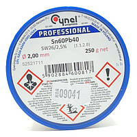 Припій Cynel з флюсом 250гр 2,0 мм Sn60Pb40