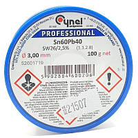Припій Cynel з флюсом 100гр 3мм Sn60Pb40