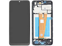 Дисплей для Samsung A04 (A045) із сенсором чорний + рамка з динаміком, вібро оригінал (54)