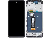 Дисплей для Motorola Moto G24 (XT2423) із сенсором чорний + рамка оригінал (54)