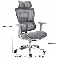 Ергономічне крісло офісне Winner Lux сіра сітка з підплічниками в сучасному стилі