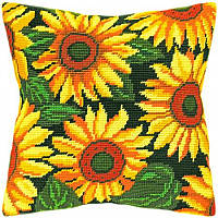 Набір для вишивання нитками на канві з нанесеним малюнком Чарівниця V-27 Подушка Соняшники