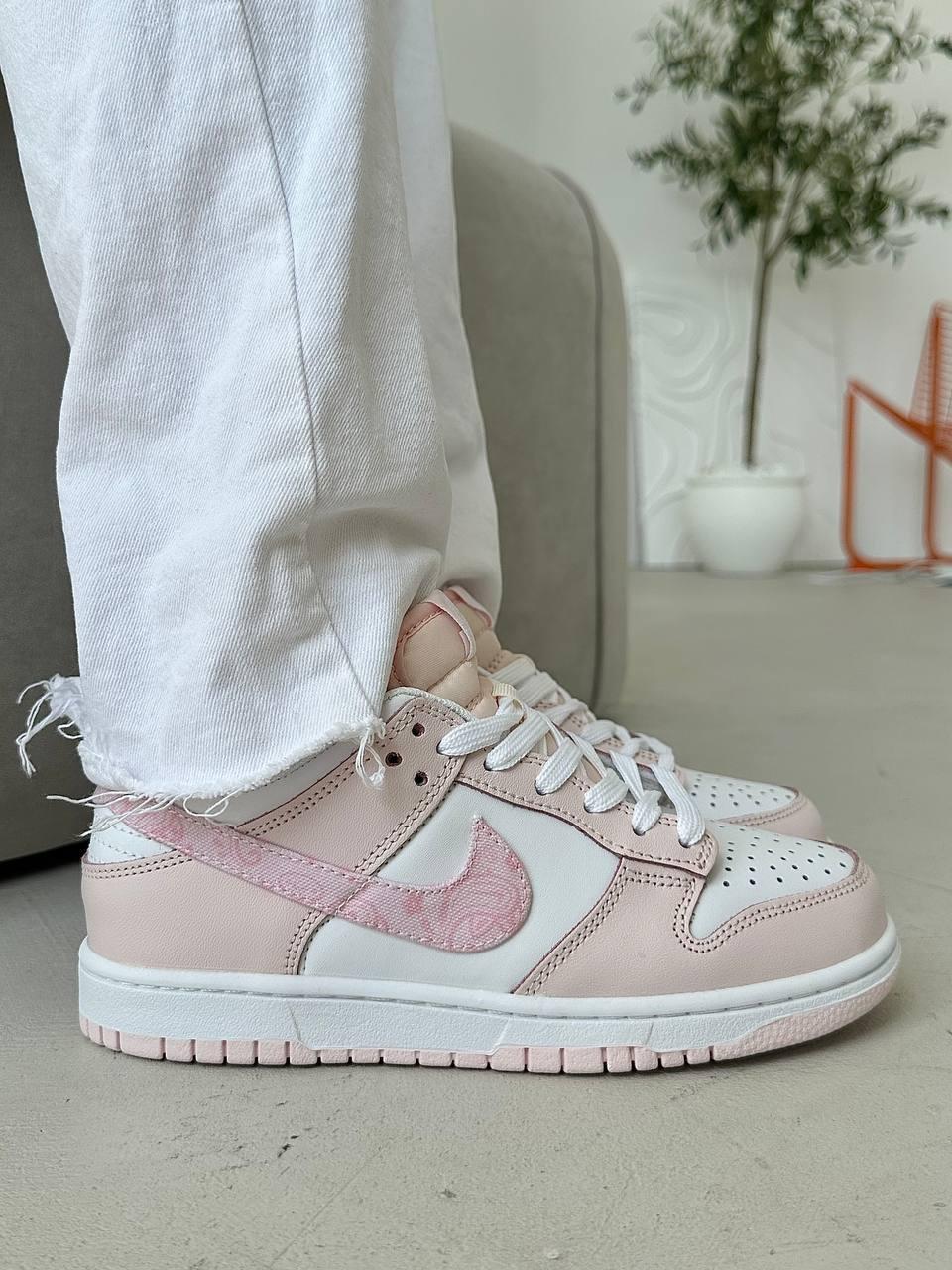 Жіночі кросівки Nike Dunk Low Pink Paisley Кеди Найк СБ Данк рожеві пейслі шкіра для дівчат