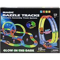 Іграшка трек гнучкий зі світними машинками, неонова траса 2 петлі для хлопчиків 532 см