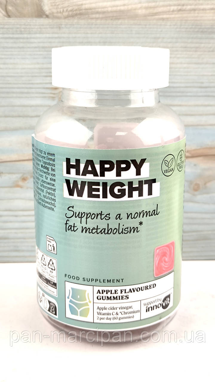 Жувальні вітаміни для обміну речовин і контролю ваги HAPPY WEIGHT 60 шт., фото 1