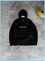 Чоловічий анорак Stone Island чорний стильний демісезонний верхній одяг для весни та осені повсякденний