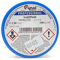 Припій Cynel з флюсом 100гр 1,5 мм Sn60Pb40