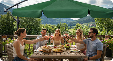 Садова парасолька Bonro 3 м. з нахилом. Зелений, фото 3