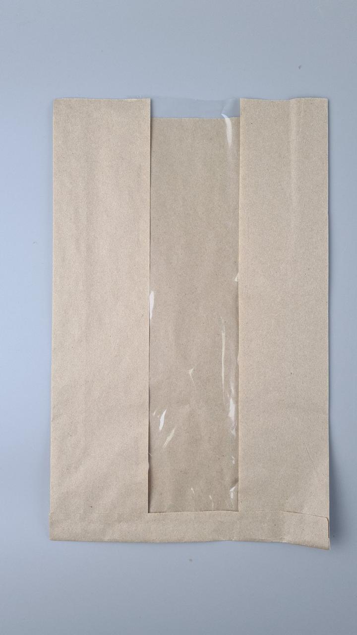 Бумажные пакеты крафт с прозрачным окошком 250х60х400, 40г/м2, окно 80 (100 шт), фото 1