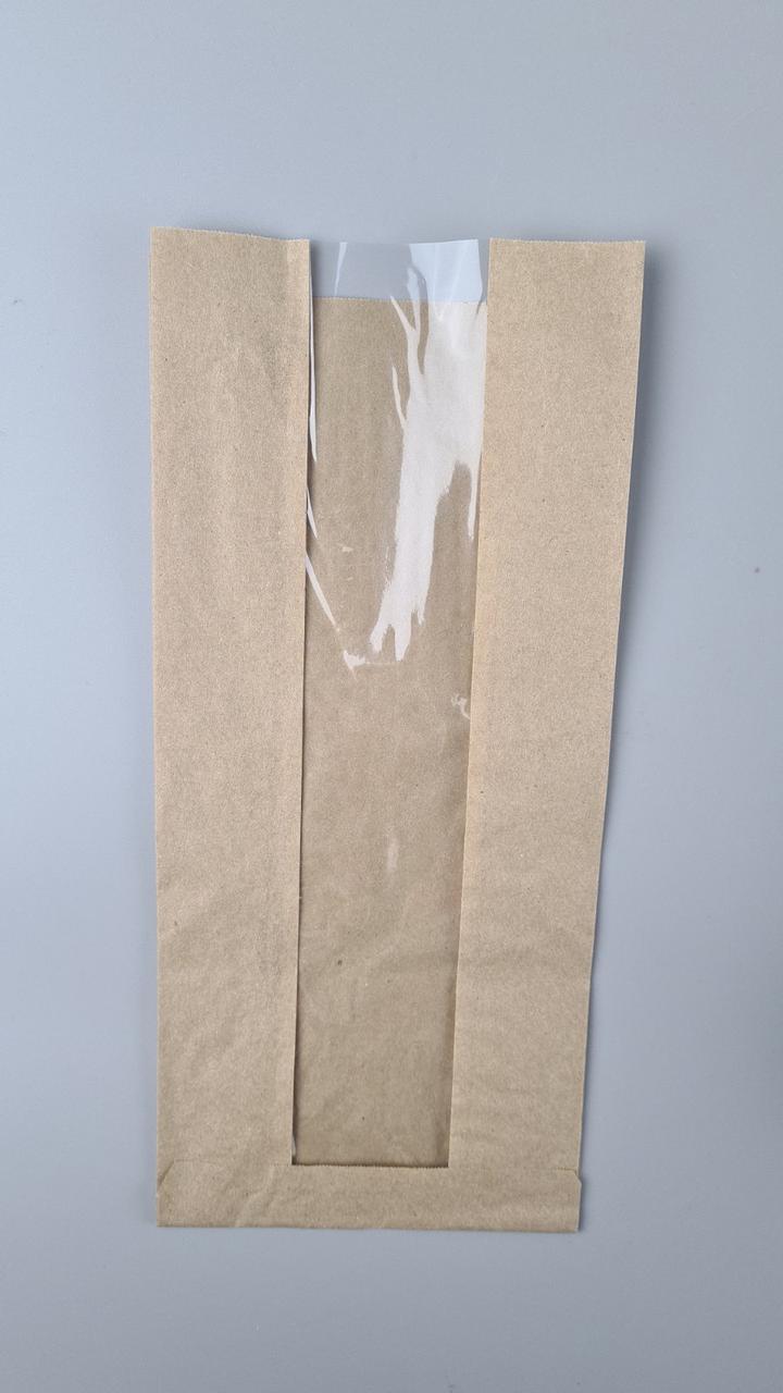 Бумажные пакеты крафт с прозрачным окошком 150х50х340, 40г/м2, окно 50 (100 шт), фото 1