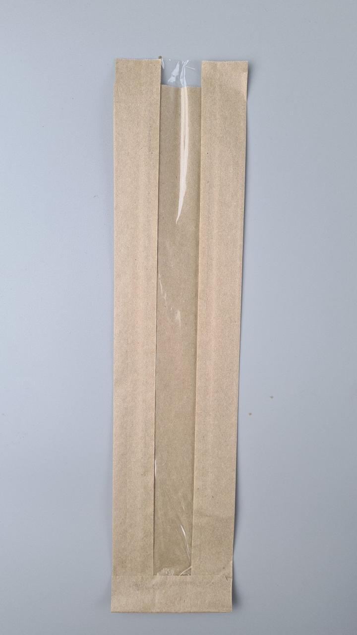 Бумажные пакеты крафт с прозрачным окошком 90х40х400, 40г/м2, окно 30 (100 шт), фото 1