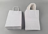 Пакет с ручками бумажный крафт белый 170х90х240, 70г/м2 (25 шт), фото 2