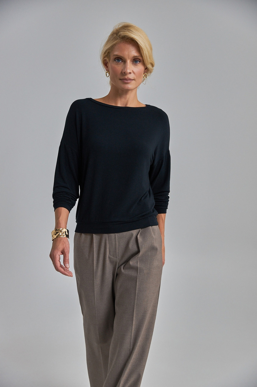 Джемпер жіночий базовий тонкий однотонний, чорний колір. Модель 3082 Trikobakh