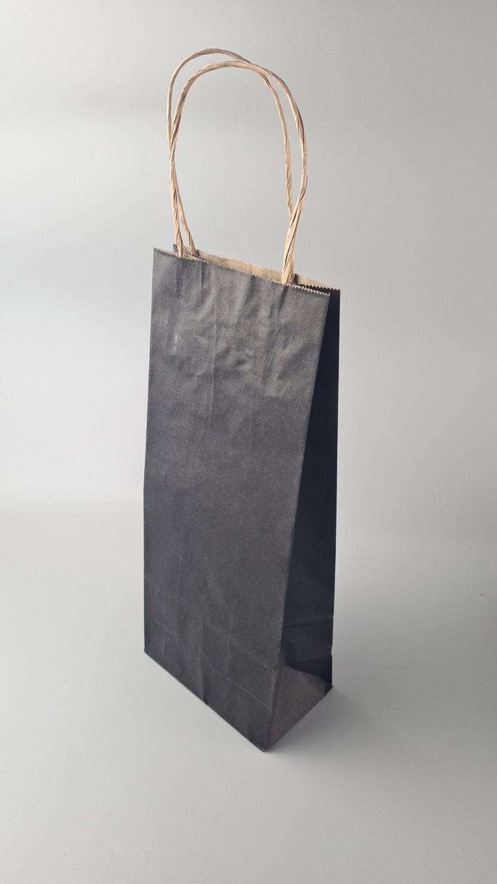 Пакет с ручками бумажный крафт бурий 150х90х360, 80г/м2, печать ЦВЕТ ЧЕРНЫЙ (25 шт), фото 1