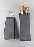 Пакет с ручками бумажный крафт бурий 150х90х360, 80г/м2, печать ЦВЕТ ЧЕРНЫЙ (25 шт), фото 2