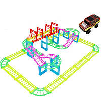 Дитячий люмінесцентний трек із машинкою, гнучка світна траса іграшка, автотрек для дітей