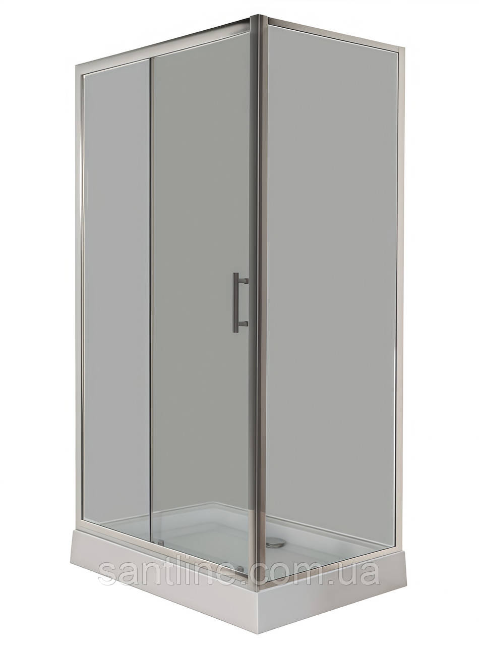 Душова кабіна 110х80х205 см INSANA Fiona Grey прямокутна низький піддон сіре скло розсувні двері, фото 1