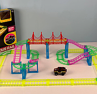 Траса іграшка для дітей люмінесцентна, гнучкий світний трек із машинками, автотрек іграшка