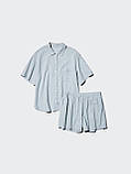 Жіноча піжама Uniqlo комплект сорочка та шорти 1159842983 (Блакитний M), фото 3