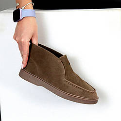 Повсякденні зручні лофери натуральна замша колір Капучіно